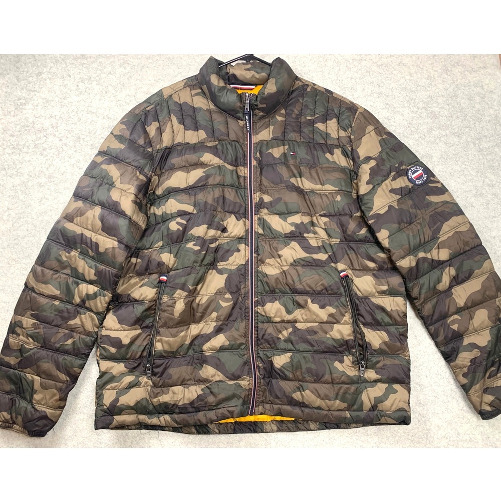 Tommy Hilfiger Puffer Jacket Mens XXL Camo Packable Lightweight Quilted 158AN496